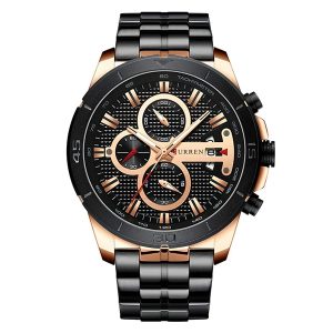 Curren 8337 RS BLK Chronograph  Metal Band Men Watch