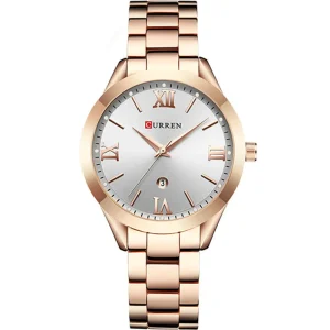 Curren 9007 L Rs Wht Metal Band Women Watch