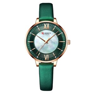 Curren 9080L RS GRN Leather Strap Woman Watch