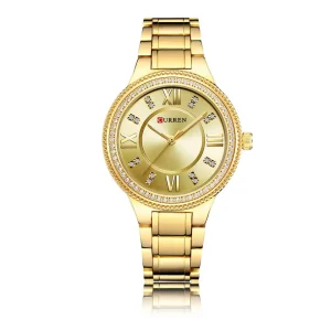 Curren 9004 Full Gold Metal Band Women Watch