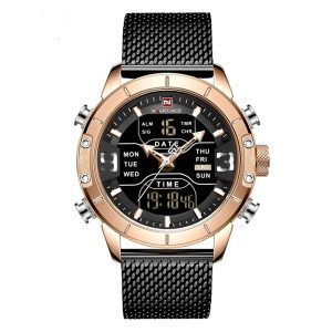 NaviForce 9153 Black Mesh Chain Analog Digital Dial Men’s Watch