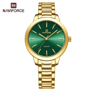 NaviForce 5025 Golden Band Green Dial Women Watch