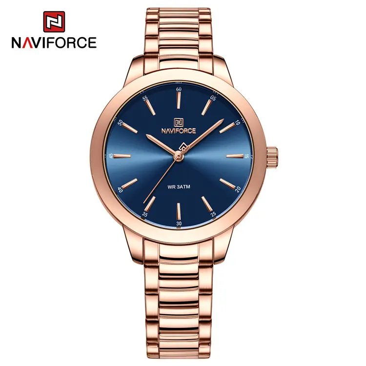 NaviForce 5025 Rose Gold Blue Dial women watch
