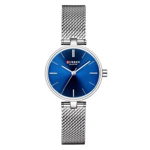 Curren 9038 Silver Blue Wrist Watch For Ladies