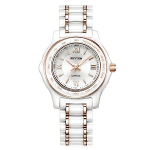 Rhythm C1102C02 white & Rose Gold Analog Dial Classical Watch For Ladies