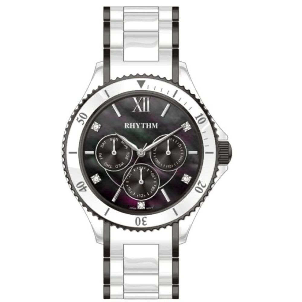 Rhythm C1401T02 Black Multi Dial Classical Watch For Ladies
