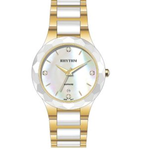 Rhythm F1205T04 Ladies’ Ceramic Bezel Watch with Crystals